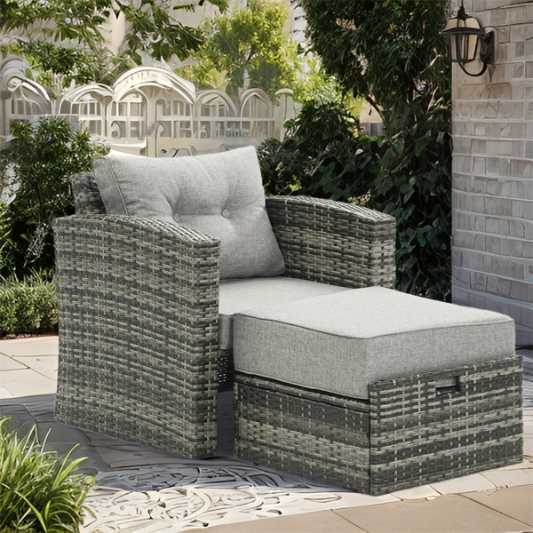 Red Barrel Studio® Single Patio Chair with Cushions and Ottoman